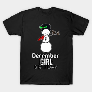 December Birthday Girl - Snowman Dab T-Shirt